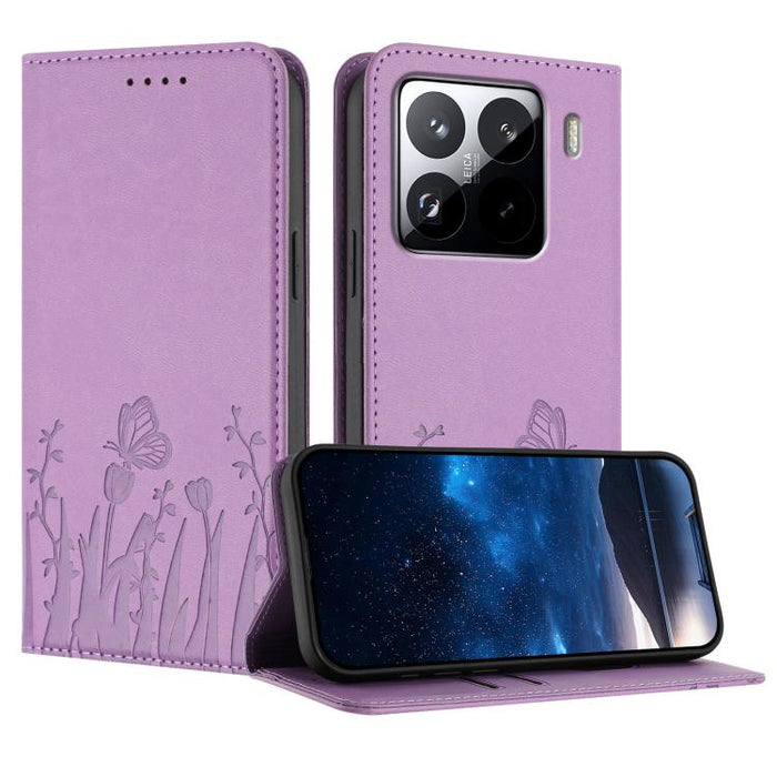 Funda magnética para teléfono de piel vegana con estampado de tulipanes y mariposas, For Xiaomi Poco F7 Pro / Poco F7 Ultra, For Xiaomi 15 Ultra, For Xiaomi Poco X7 Pro / Redmi Turbo 4, For Xiaomi 15 Pro, For Xiaomi 15, For Xiaomi 14T Pro, For Xiaomi 1...