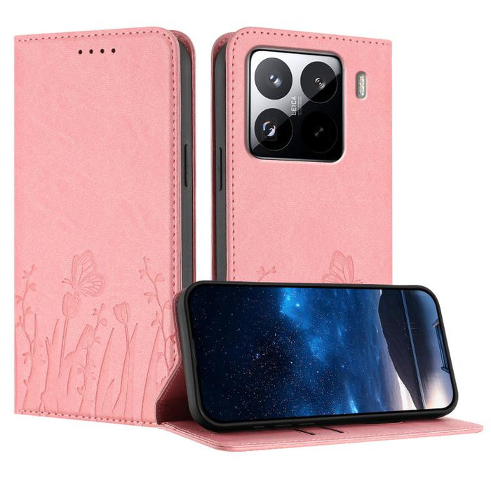 Funda magnética para teléfono de piel vegana con estampado de tulipanes y mariposas, For Xiaomi Poco F7 Pro / Poco F7 Ultra, For Xiaomi 15 Ultra, For Xiaomi Poco X7 Pro / Redmi Turbo 4, For Xiaomi 15 Pro, For Xiaomi 15, For Xiaomi 14T Pro, For Xiaomi 1...