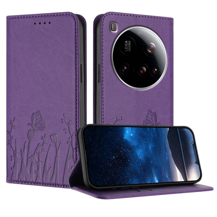 Funda magnética para teléfono de piel vegana con estampado de tulipanes y mariposas, For Xiaomi Poco F7 Pro / Poco F7 Ultra, For Xiaomi 15 Ultra, For Xiaomi Poco X7 Pro / Redmi Turbo 4, For Xiaomi 15 Pro, For Xiaomi 15, For Xiaomi 14T Pro, For Xiaomi 1...