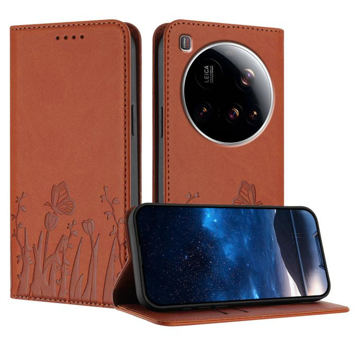 Funda magnética para teléfono de piel vegana con estampado de tulipanes y mariposas, For Xiaomi Poco F7 Pro / Poco F7 Ultra, For Xiaomi 15 Ultra, For Xiaomi Poco X7 Pro / Redmi Turbo 4, For Xiaomi 15 Pro, For Xiaomi 15, For Xiaomi 14T Pro, For Xiaomi 1...