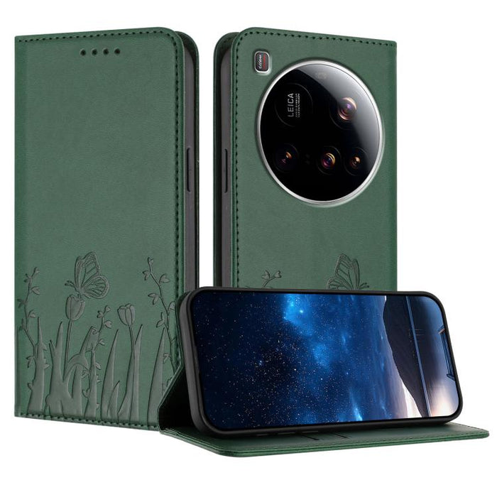 Funda magnética para teléfono de piel vegana con estampado de tulipanes y mariposas, For Xiaomi Poco F7 Pro / Poco F7 Ultra, For Xiaomi 15 Ultra, For Xiaomi Poco X7 Pro / Redmi Turbo 4, For Xiaomi 15 Pro, For Xiaomi 15, For Xiaomi 14T Pro, For Xiaomi 1...