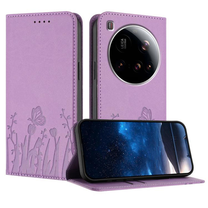 Funda magnética para teléfono de piel vegana con estampado de tulipanes y mariposas, For Xiaomi Poco F7 Pro / Poco F7 Ultra, For Xiaomi 15 Ultra, For Xiaomi Poco X7 Pro / Redmi Turbo 4, For Xiaomi 15 Pro, For Xiaomi 15, For Xiaomi 14T Pro, For Xiaomi 1...