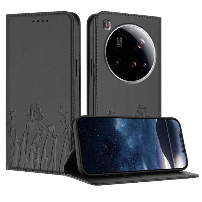 Funda magnética para teléfono de piel vegana con estampado de tulipanes y mariposas, For Xiaomi Poco F7 Pro / Poco F7 Ultra, For Xiaomi 15 Ultra, For Xiaomi Poco X7 Pro / Redmi Turbo 4, For Xiaomi 15 Pro, For Xiaomi 15, For Xiaomi 14T Pro, For Xiaomi 1...