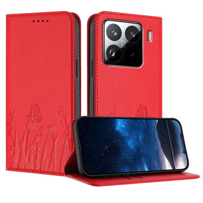 Funda magnética para teléfono de piel vegana con estampado de tulipanes y mariposas, For Xiaomi 17 Pro Max, For Xiaomi 17 Pro, For Xiaomi 17, For Xiaomi Poco M7 4G 169mm, For Xiaomi 15T Pro 5G, For Xiaomi 15T 5G, For Xiaomi Civi 5 Pro, For Xiaomi 15S P...