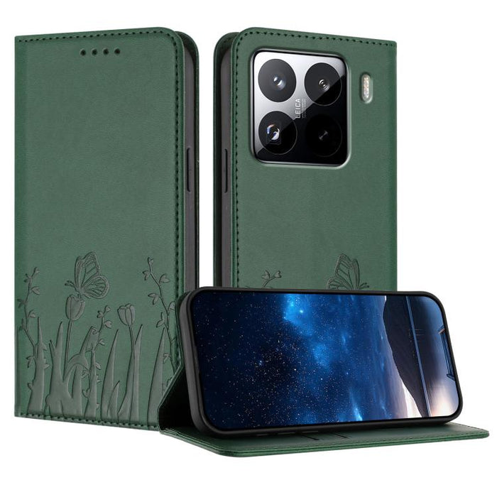 Funda magnética para teléfono de piel vegana con estampado de tulipanes y mariposas, For Xiaomi 17 Pro Max, For Xiaomi 17 Pro, For Xiaomi 17, For Xiaomi Poco M7 4G 169mm, For Xiaomi 15T Pro 5G, For Xiaomi 15T 5G, For Xiaomi Civi 5 Pro, For Xiaomi 15S P...
