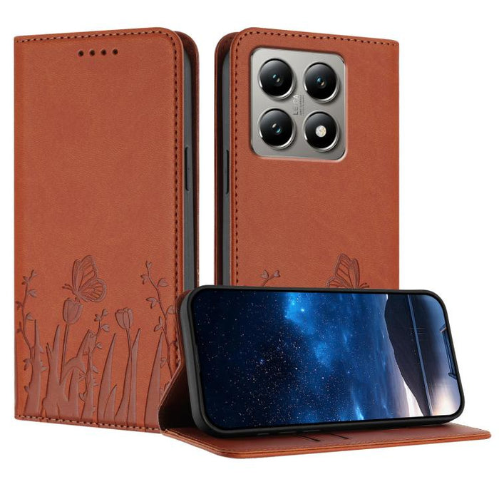 Funda magnética para teléfono de piel vegana con estampado de tulipanes y mariposas, For Xiaomi 17 Pro Max, For Xiaomi 17 Pro, For Xiaomi 17, For Xiaomi Poco M7 4G 169mm, For Xiaomi 15T Pro 5G, For Xiaomi 15T 5G, For Xiaomi Civi 5 Pro, For Xiaomi 15S P...
