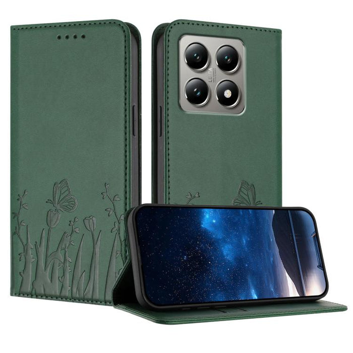 Funda magnética para teléfono de piel vegana con estampado de tulipanes y mariposas, For Xiaomi 17 Pro Max, For Xiaomi 17 Pro, For Xiaomi 17, For Xiaomi Poco M7 4G 169mm, For Xiaomi 15T Pro 5G, For Xiaomi 15T 5G, For Xiaomi Civi 5 Pro, For Xiaomi 15S P...