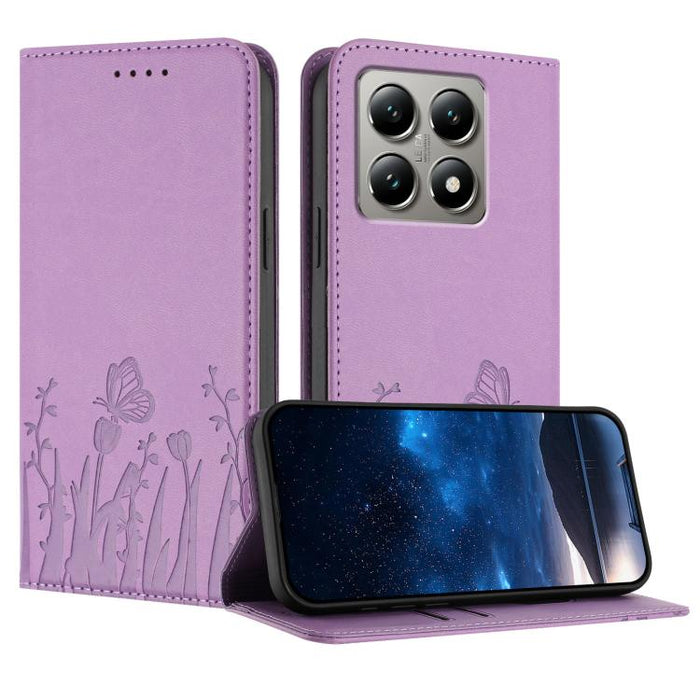 Funda magnética para teléfono de piel vegana con estampado de tulipanes y mariposas, For Xiaomi 17 Pro Max, For Xiaomi 17 Pro, For Xiaomi 17, For Xiaomi Poco M7 4G 169mm, For Xiaomi 15T Pro 5G, For Xiaomi 15T 5G, For Xiaomi Civi 5 Pro, For Xiaomi 15S P...