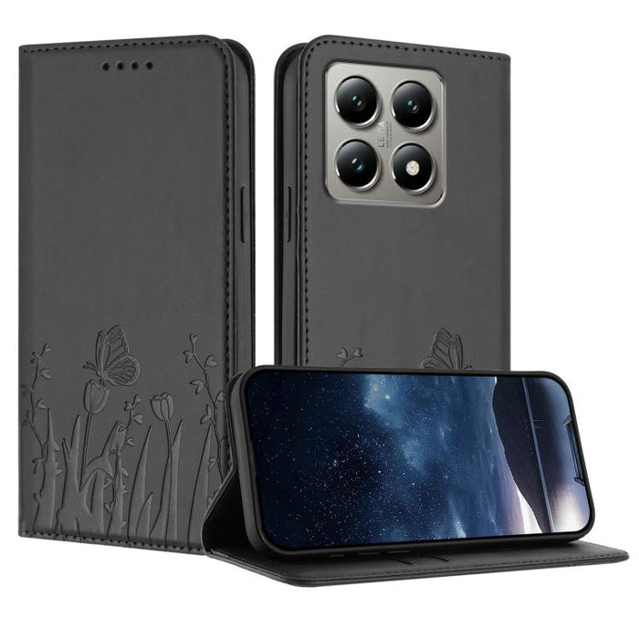 Funda magnética para teléfono de piel vegana con estampado de tulipanes y mariposas, For Xiaomi 17 Pro Max, For Xiaomi 17 Pro, For Xiaomi 17, For Xiaomi Poco M7 4G 169mm, For Xiaomi 15T Pro 5G, For Xiaomi 15T 5G, For Xiaomi Civi 5 Pro, For Xiaomi 15S P...