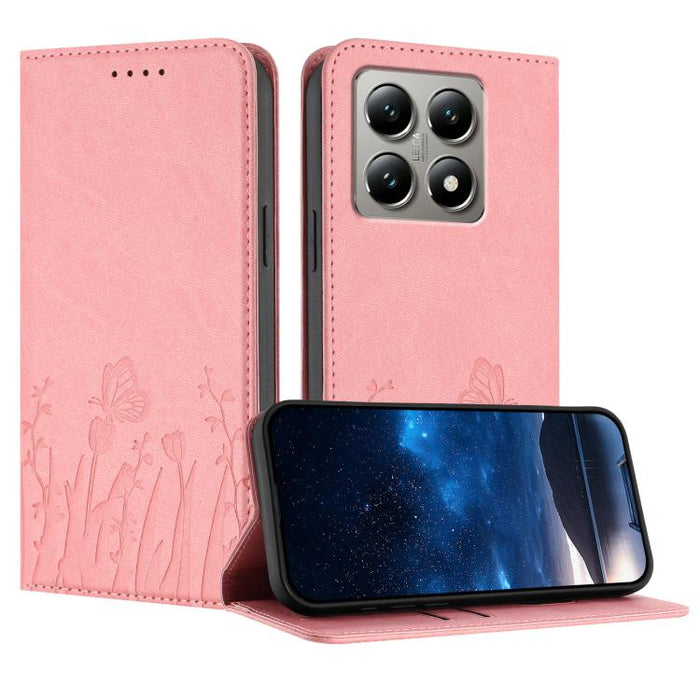 Funda magnética para teléfono de piel vegana con estampado de tulipanes y mariposas, For Xiaomi 17 Pro Max, For Xiaomi 17 Pro, For Xiaomi 17, For Xiaomi Poco M7 4G 169mm, For Xiaomi 15T Pro 5G, For Xiaomi 15T 5G, For Xiaomi Civi 5 Pro, For Xiaomi 15S P...