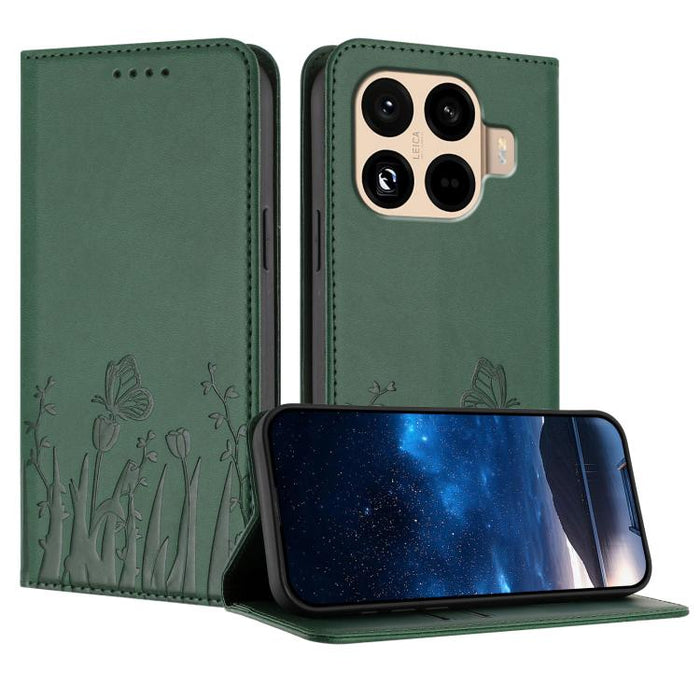 Funda magnética para teléfono de piel vegana con estampado de tulipanes y mariposas, For Xiaomi 17 Pro Max, For Xiaomi 17 Pro, For Xiaomi 17, For Xiaomi Poco M7 4G 169mm, For Xiaomi 15T Pro 5G, For Xiaomi 15T 5G, For Xiaomi Civi 5 Pro, For Xiaomi 15S P...