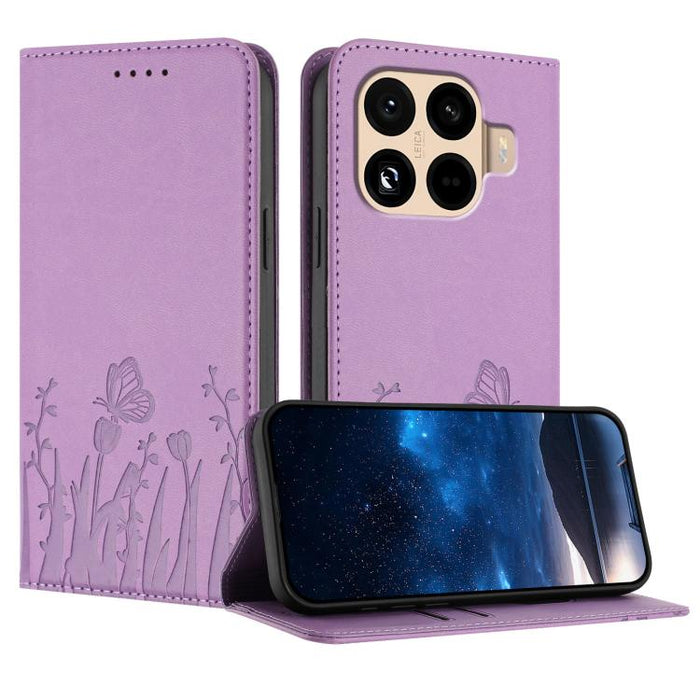 Funda magnética para teléfono de piel vegana con estampado de tulipanes y mariposas, For Xiaomi 17 Pro Max, For Xiaomi 17 Pro, For Xiaomi 17, For Xiaomi Poco M7 4G 169mm, For Xiaomi 15T Pro 5G, For Xiaomi 15T 5G, For Xiaomi Civi 5 Pro, For Xiaomi 15S P...