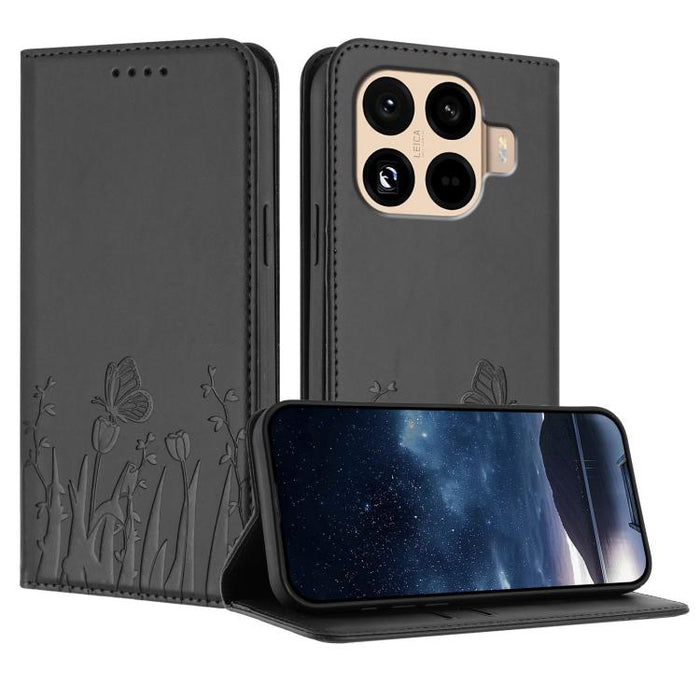 Funda magnética para teléfono de piel vegana con estampado de tulipanes y mariposas, For Xiaomi 17 Pro Max, For Xiaomi 17 Pro, For Xiaomi 17, For Xiaomi Poco M7 4G 169mm, For Xiaomi 15T Pro 5G, For Xiaomi 15T 5G, For Xiaomi Civi 5 Pro, For Xiaomi 15S P...