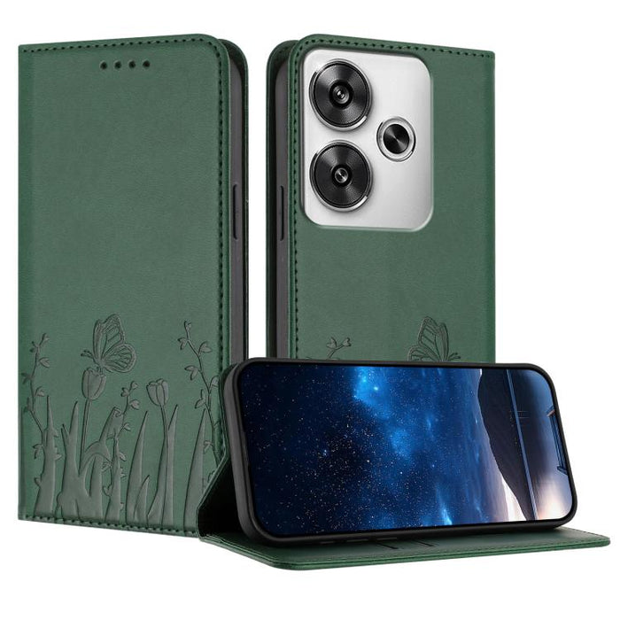 Funda magnética para teléfono de piel vegana con estampado de tulipanes y mariposas, For Xiaomi Poco F7 Pro / Poco F7 Ultra, For Xiaomi 15 Ultra, For Xiaomi Poco X7 Pro / Redmi Turbo 4, For Xiaomi 15 Pro, For Xiaomi 15, For Xiaomi 14T Pro, For Xiaomi 1...