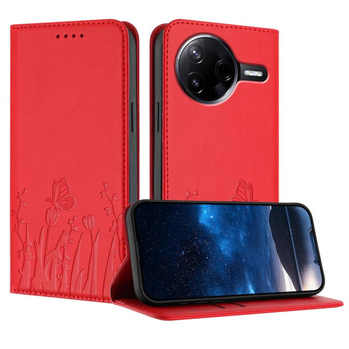 Funda magnética para teléfono de piel vegana con estampado de tulipanes y mariposas, For Xiaomi Poco F7 Pro / Poco F7 Ultra, For Xiaomi 15 Ultra, For Xiaomi Poco X7 Pro / Redmi Turbo 4, For Xiaomi 15 Pro, For Xiaomi 15, For Xiaomi 14T Pro, For Xiaomi 1...