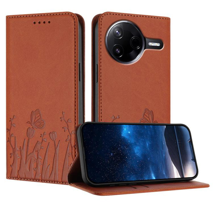 Funda magnética para teléfono de piel vegana con estampado de tulipanes y mariposas, For Xiaomi Poco F7 Pro / Poco F7 Ultra, For Xiaomi 15 Ultra, For Xiaomi Poco X7 Pro / Redmi Turbo 4, For Xiaomi 15 Pro, For Xiaomi 15, For Xiaomi 14T Pro, For Xiaomi 1...