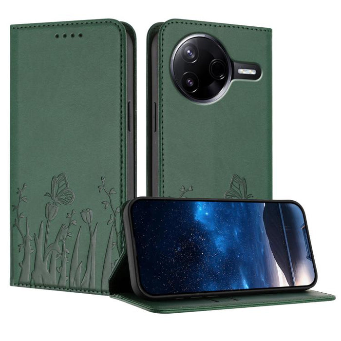 Funda magnética para teléfono de piel vegana con estampado de tulipanes y mariposas, For Xiaomi Poco F7 Pro / Poco F7 Ultra, For Xiaomi 15 Ultra, For Xiaomi Poco X7 Pro / Redmi Turbo 4, For Xiaomi 15 Pro, For Xiaomi 15, For Xiaomi 14T Pro, For Xiaomi 1...