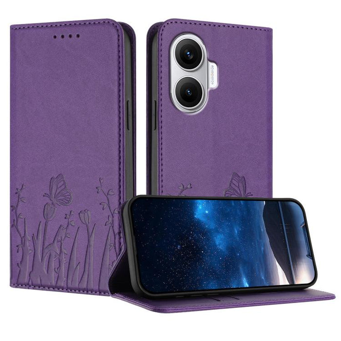 Funda magnética para teléfono de piel vegana con estampado de tulipanes y mariposas, For Xiaomi Poco F7 Pro / Poco F7 Ultra, For Xiaomi 15 Ultra, For Xiaomi Poco X7 Pro / Redmi Turbo 4, For Xiaomi 15 Pro, For Xiaomi 15, For Xiaomi 14T Pro, For Xiaomi 1...
