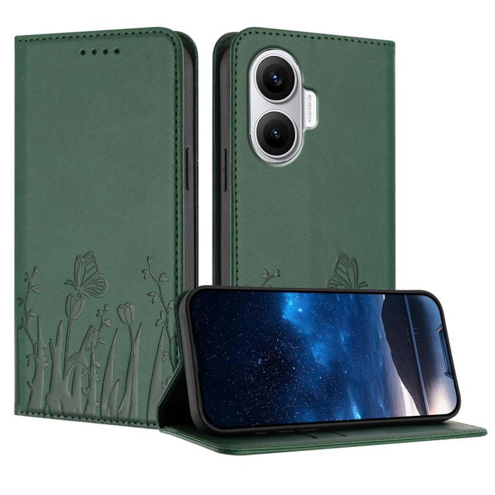 Funda magnética para teléfono de piel vegana con estampado de tulipanes y mariposas, For Xiaomi 17 Pro Max, For Xiaomi 17 Pro, For Xiaomi 17, For Xiaomi Poco M7 4G 169mm, For Xiaomi 15T Pro 5G, For Xiaomi 15T 5G, For Xiaomi Civi 5 Pro, For Xiaomi 15S P...