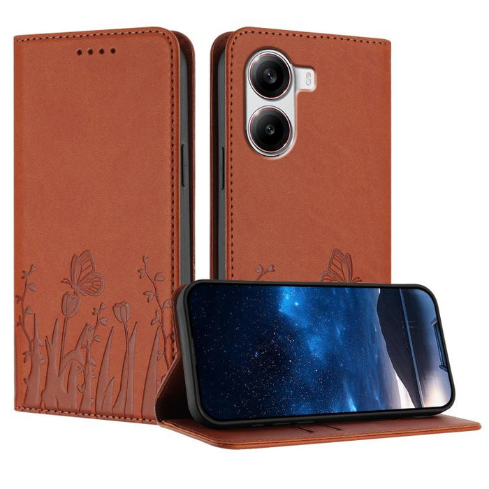 Funda magnética para teléfono de piel vegana con estampado de tulipanes y mariposas, For Xiaomi Poco F7 Pro / Poco F7 Ultra, For Xiaomi 15 Ultra, For Xiaomi Poco X7 Pro / Redmi Turbo 4, For Xiaomi 15 Pro, For Xiaomi 15, For Xiaomi 14T Pro, For Xiaomi 1...