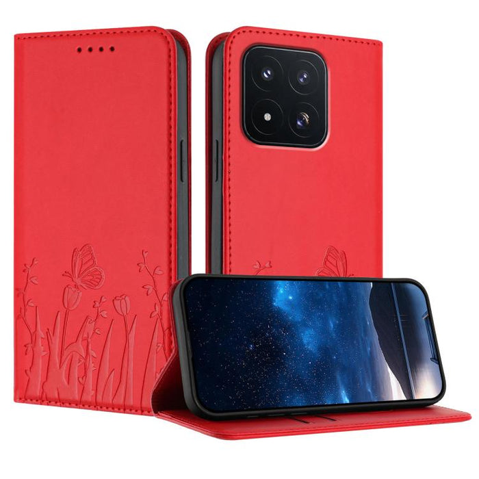 Funda magnética para teléfono de piel vegana con estampado de tulipanes y mariposas, For Xiaomi 17 Pro Max, For Xiaomi 17 Pro, For Xiaomi 17, For Xiaomi Poco M7 4G 169mm, For Xiaomi 15T Pro 5G, For Xiaomi 15T 5G, For Xiaomi Civi 5 Pro, For Xiaomi 15S P...