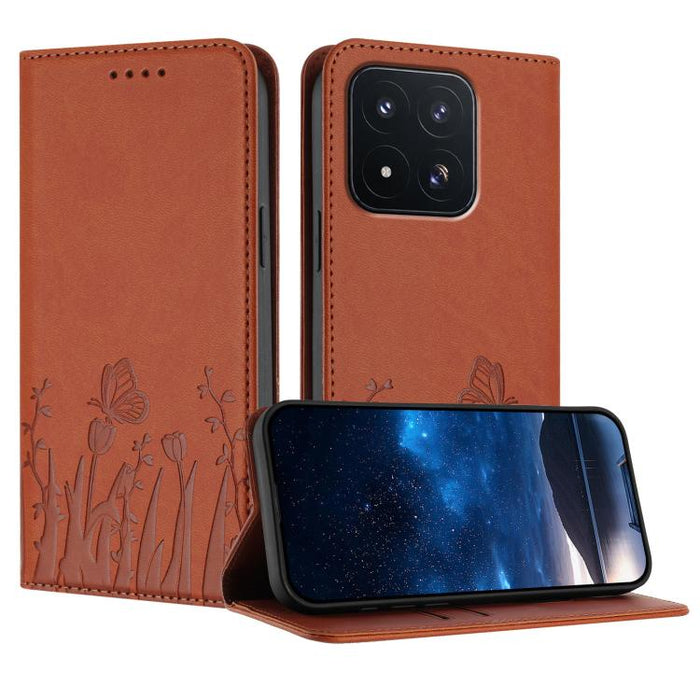 Funda magnética para teléfono de piel vegana con estampado de tulipanes y mariposas, For Xiaomi 17 Pro Max, For Xiaomi 17 Pro, For Xiaomi 17, For Xiaomi Poco M7 4G 169mm, For Xiaomi 15T Pro 5G, For Xiaomi 15T 5G, For Xiaomi Civi 5 Pro, For Xiaomi 15S P...