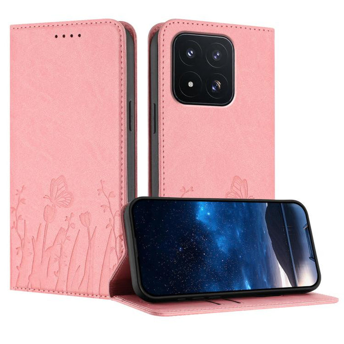 Funda magnética para teléfono de piel vegana con estampado de tulipanes y mariposas, For Xiaomi 17 Pro Max, For Xiaomi 17 Pro, For Xiaomi 17, For Xiaomi Poco M7 4G 169mm, For Xiaomi 15T Pro 5G, For Xiaomi 15T 5G, For Xiaomi Civi 5 Pro, For Xiaomi 15S P...