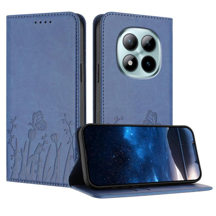 Funda magnética para teléfono de piel vegana con estampado de tulipanes y mariposas, For Redmi A7 Pro 4G / 5G 171mm / Poco C85x 5G, For Redmi Turbo 5 Max 5G / Poco X8 Pro Max 5G, For Redmi Turbo 5 5G / Poco X8 Pro 5G                                    ...