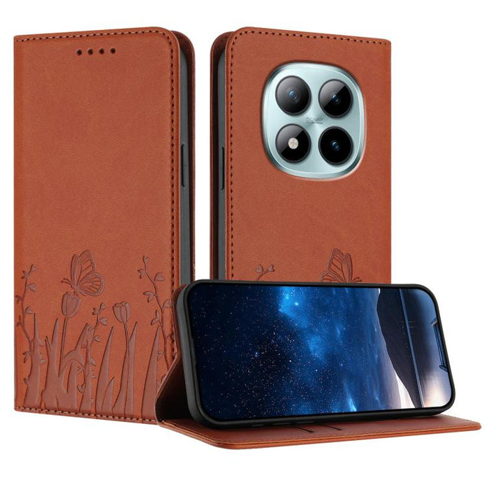 Funda magnética para teléfono de piel vegana con estampado de tulipanes y mariposas, For Redmi A7 Pro 4G / 5G 171mm / Poco C85x 5G, For Redmi Turbo 5 Max 5G / Poco X8 Pro Max 5G, For Redmi Turbo 5 5G / Poco X8 Pro 5G                                    ...