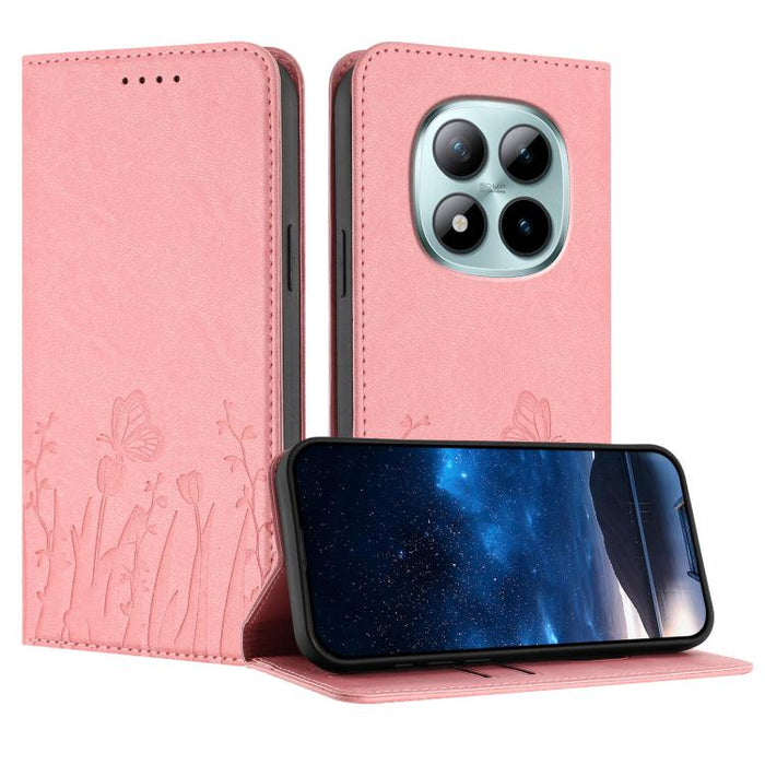 Funda magnética para teléfono de piel vegana con estampado de tulipanes y mariposas, For Redmi A7 Pro 4G / 5G 171mm / Poco C85x 5G, For Redmi Turbo 5 Max 5G / Poco X8 Pro Max 5G, For Redmi Turbo 5 5G / Poco X8 Pro 5G                                    ...