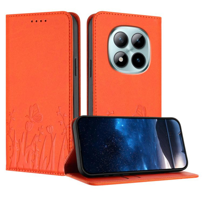 Funda magnética para teléfono de piel vegana con estampado de tulipanes y mariposas, For Redmi A7 Pro 4G / 5G 171mm / Poco C85x 5G, For Redmi Turbo 5 Max 5G / Poco X8 Pro Max 5G, For Redmi Turbo 5 5G / Poco X8 Pro 5G                                    ...