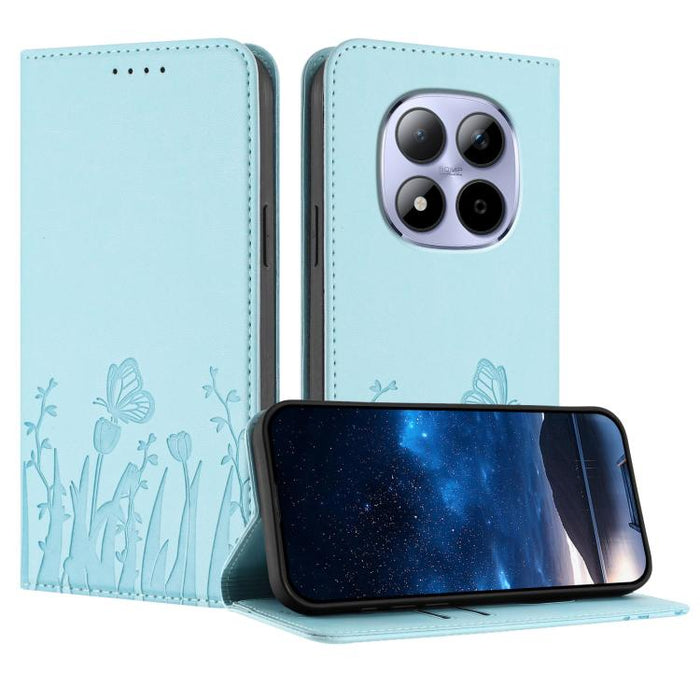 Funda magnética para teléfono de piel vegana con estampado de tulipanes y mariposas, For Redmi A7 Pro 4G / 5G 171mm / Poco C85x 5G, For Redmi Turbo 5 Max 5G / Poco X8 Pro Max 5G, For Redmi Turbo 5 5G / Poco X8 Pro 5G                                    ...
