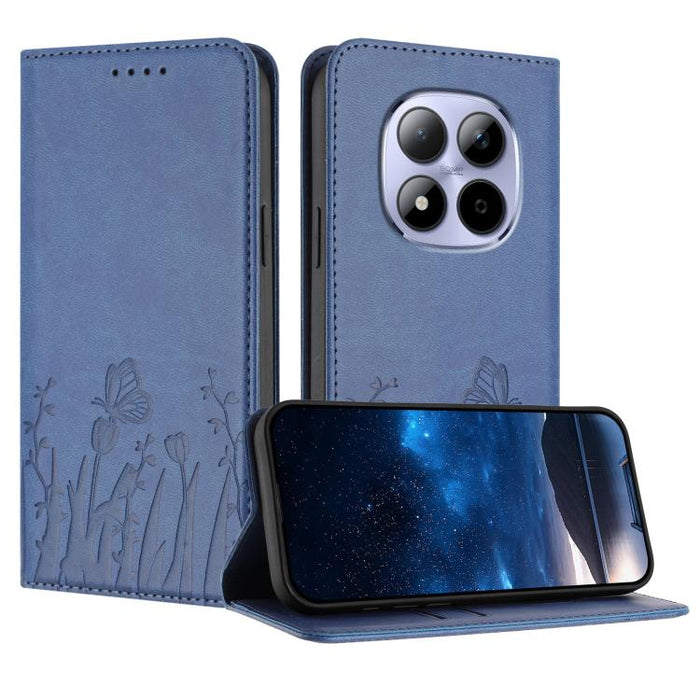 Funda magnética para teléfono de piel vegana con estampado de tulipanes y mariposas, For Redmi A7 Pro 4G / 5G 171mm / Poco C85x 5G, For Redmi Turbo 5 Max 5G / Poco X8 Pro Max 5G, For Redmi Turbo 5 5G / Poco X8 Pro 5G                                    ...