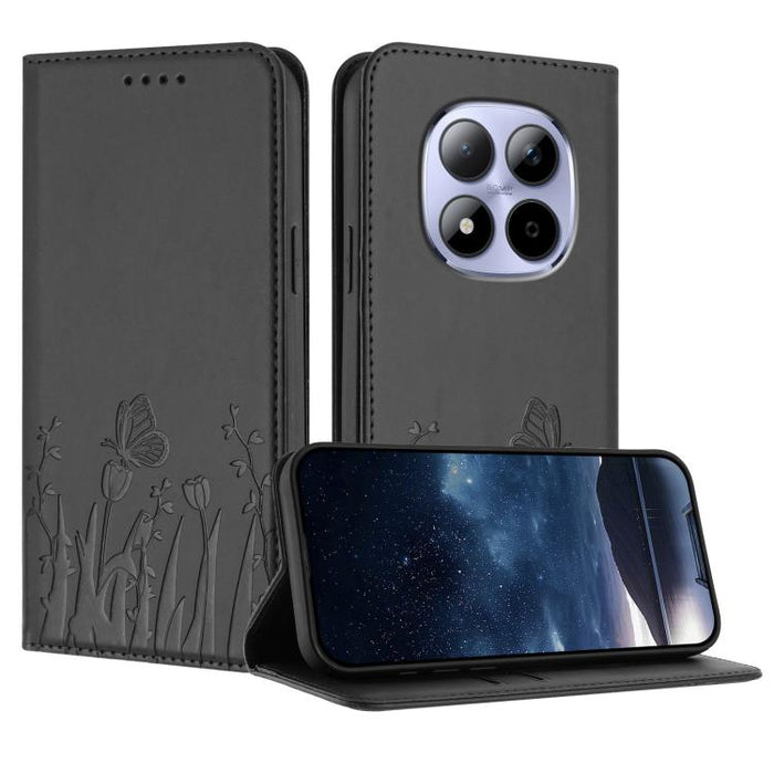 Funda magnética para teléfono de piel vegana con estampado de tulipanes y mariposas, For Redmi A7 Pro 4G / 5G 171mm / Poco C85x 5G, For Redmi Turbo 5 Max 5G / Poco X8 Pro Max 5G, For Redmi Turbo 5 5G / Poco X8 Pro 5G                                    ...