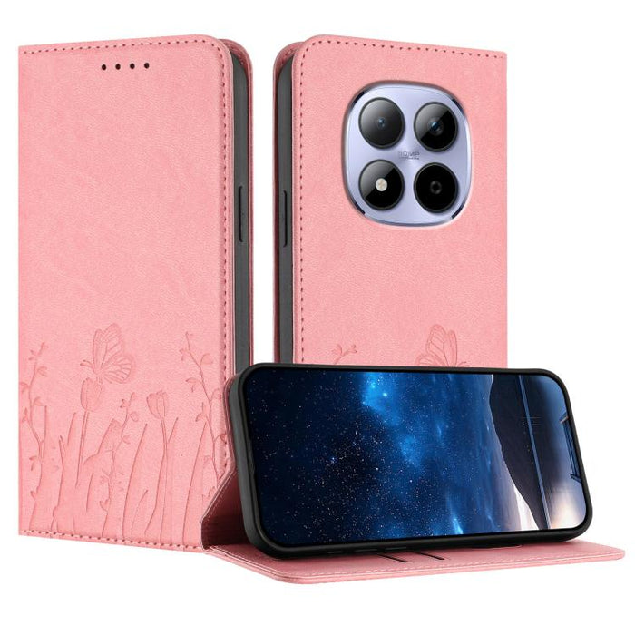 Funda magnética para teléfono de piel vegana con estampado de tulipanes y mariposas, For Redmi A7 Pro 4G / 5G 171mm / Poco C85x 5G, For Redmi Turbo 5 Max 5G / Poco X8 Pro Max 5G, For Redmi Turbo 5 5G / Poco X8 Pro 5G                                    ...