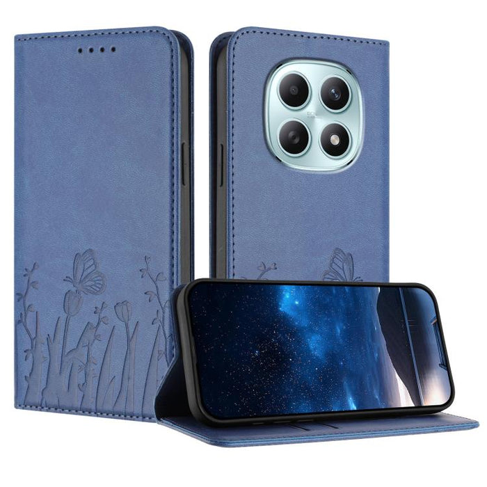 Funda magnética para teléfono de piel vegana con estampado de tulipanes y mariposas, For Redmi A7 Pro 4G / 5G 171mm / Poco C85x 5G, For Redmi Turbo 5 Max 5G / Poco X8 Pro Max 5G, For Redmi Turbo 5 5G / Poco X8 Pro 5G                                    ...