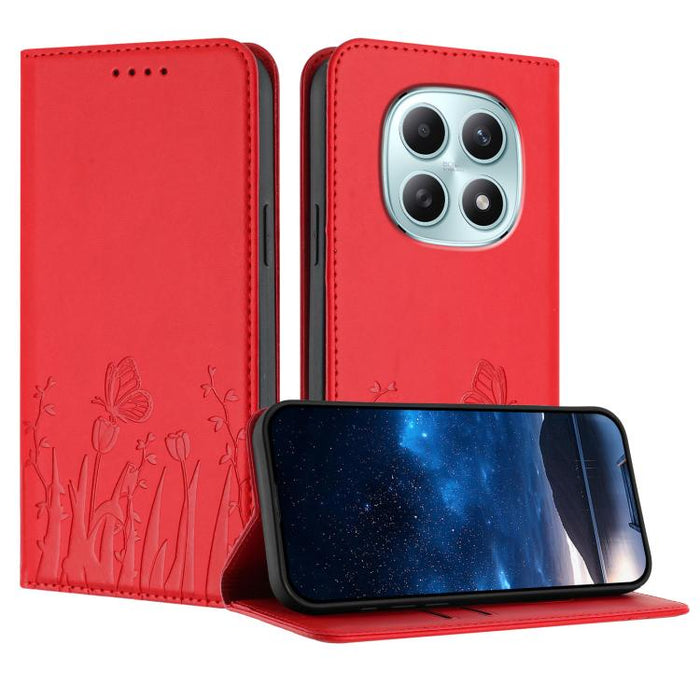 Funda magnética para teléfono de piel vegana con estampado de tulipanes y mariposas, For Redmi A7 Pro 4G / 5G 171mm / Poco C85x 5G, For Redmi Turbo 5 Max 5G / Poco X8 Pro Max 5G, For Redmi Turbo 5 5G / Poco X8 Pro 5G                                    ...