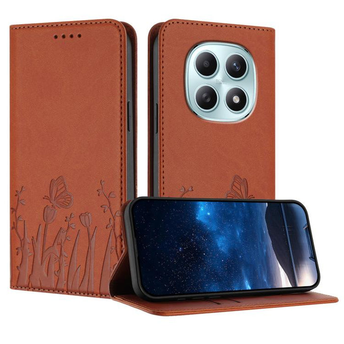 Funda magnética para teléfono de piel vegana con estampado de tulipanes y mariposas, For Redmi A7 Pro 4G / 5G 171mm / Poco C85x 5G, For Redmi Turbo 5 Max 5G / Poco X8 Pro Max 5G, For Redmi Turbo 5 5G / Poco X8 Pro 5G                                    ...