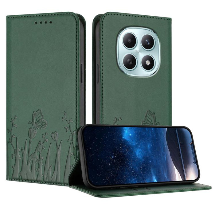 Funda magnética para teléfono de piel vegana con estampado de tulipanes y mariposas, For Redmi A7 Pro 4G / 5G 171mm / Poco C85x 5G, For Redmi Turbo 5 Max 5G / Poco X8 Pro Max 5G, For Redmi Turbo 5 5G / Poco X8 Pro 5G                                    ...