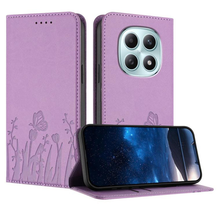 Funda magnética para teléfono de piel vegana con estampado de tulipanes y mariposas, For Redmi A7 Pro 4G / 5G 171mm / Poco C85x 5G, For Redmi Turbo 5 Max 5G / Poco X8 Pro Max 5G, For Redmi Turbo 5 5G / Poco X8 Pro 5G                                    ...