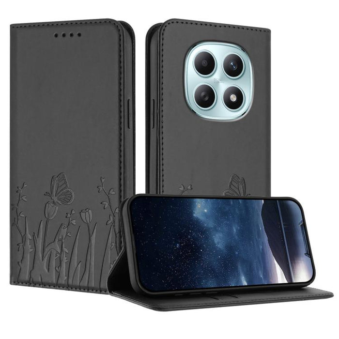 Funda magnética para teléfono de piel vegana con estampado de tulipanes y mariposas, For Redmi A7 Pro 4G / 5G 171mm / Poco C85x 5G, For Redmi Turbo 5 Max 5G / Poco X8 Pro Max 5G, For Redmi Turbo 5 5G / Poco X8 Pro 5G                                    ...