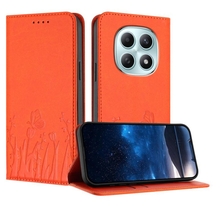 Funda magnética para teléfono de piel vegana con estampado de tulipanes y mariposas, For Redmi A7 Pro 4G / 5G 171mm / Poco C85x 5G, For Redmi Turbo 5 Max 5G / Poco X8 Pro Max 5G, For Redmi Turbo 5 5G / Poco X8 Pro 5G                                    ...