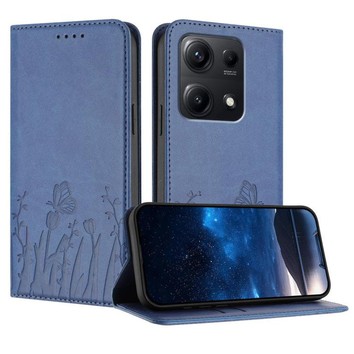 Funda magnética para teléfono de piel vegana con estampado de tulipanes y mariposas, For Redmi 15 5G Global / 15 4G SEA 169.5mm, For Redmi 15 5G / 4G EU 171mm, For Redmi 15C 5G / 4G Global 171mm / Poco C85 4G, For Redmi A5 4G 173.3mm                   ...