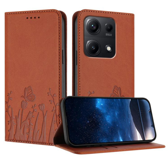 Funda magnética para teléfono de piel vegana con estampado de tulipanes y mariposas, For Redmi 15 5G Global / 15 4G SEA 169.5mm, For Redmi 15 5G / 4G EU 171mm, For Redmi 15C 5G / 4G Global 171mm / Poco C85 4G, For Redmi A5 4G 173.3mm                   ...