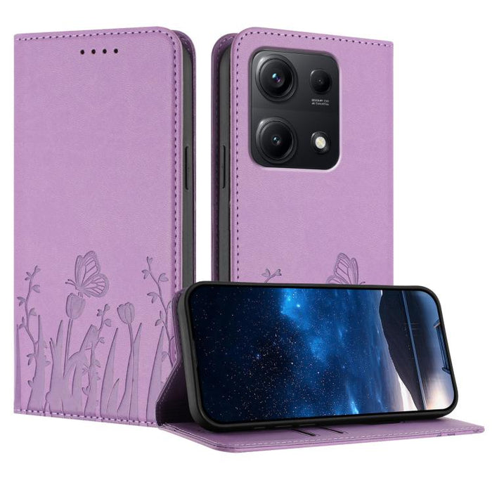 Funda magnética para teléfono de piel vegana con estampado de tulipanes y mariposas, For Redmi 15 5G Global / 15 4G SEA 169.5mm, For Redmi 15 5G / 4G EU 171mm, For Redmi 15C 5G / 4G Global 171mm / Poco C85 4G, For Redmi A5 4G 173.3mm                   ...
