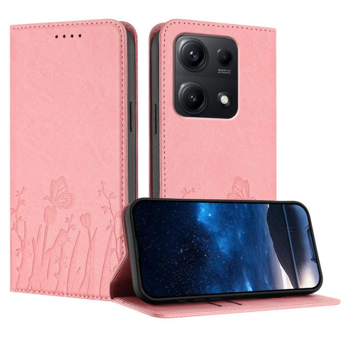 Funda magnética para teléfono de piel vegana con estampado de tulipanes y mariposas, For Redmi 15 5G Global / 15 4G SEA 169.5mm, For Redmi 15 5G / 4G EU 171mm, For Redmi 15C 5G / 4G Global 171mm / Poco C85 4G, For Redmi A5 4G 173.3mm                   ...