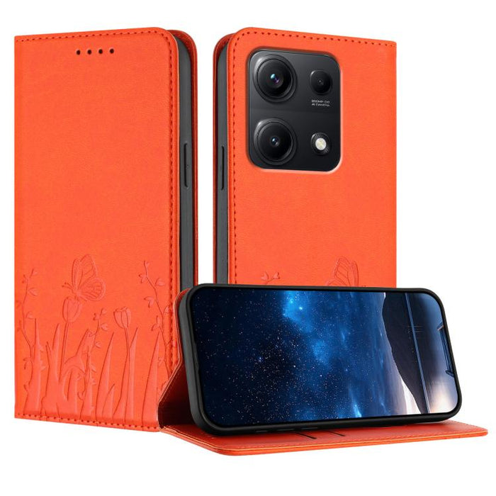 Funda magnética para teléfono de piel vegana con estampado de tulipanes y mariposas, For Redmi 15 5G Global / 15 4G SEA 169.5mm, For Redmi 15 5G / 4G EU 171mm, For Redmi 15C 5G / 4G Global 171mm / Poco C85 4G, For Redmi A5 4G 173.3mm                   ...