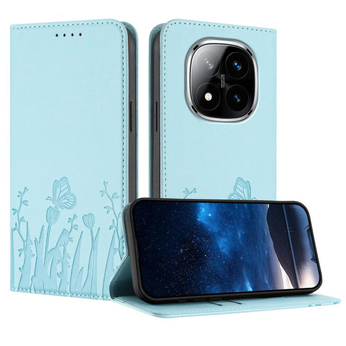 Funda magnética para teléfono de piel vegana con estampado de tulipanes y mariposas, For Redmi 15 5G Global / 15 4G SEA 169.5mm, For Redmi 15 5G / 4G EU 171mm, For Redmi 15C 5G / 4G Global 171mm / Poco C85 4G, For Redmi A5 4G 173.3mm                   ...