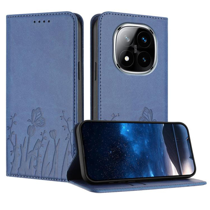 Funda magnética para teléfono de piel vegana con estampado de tulipanes y mariposas, For Redmi 15 5G Global / 15 4G SEA 169.5mm, For Redmi 15 5G / 4G EU 171mm, For Redmi 15C 5G / 4G Global 171mm / Poco C85 4G, For Redmi A5 4G 173.3mm                   ...