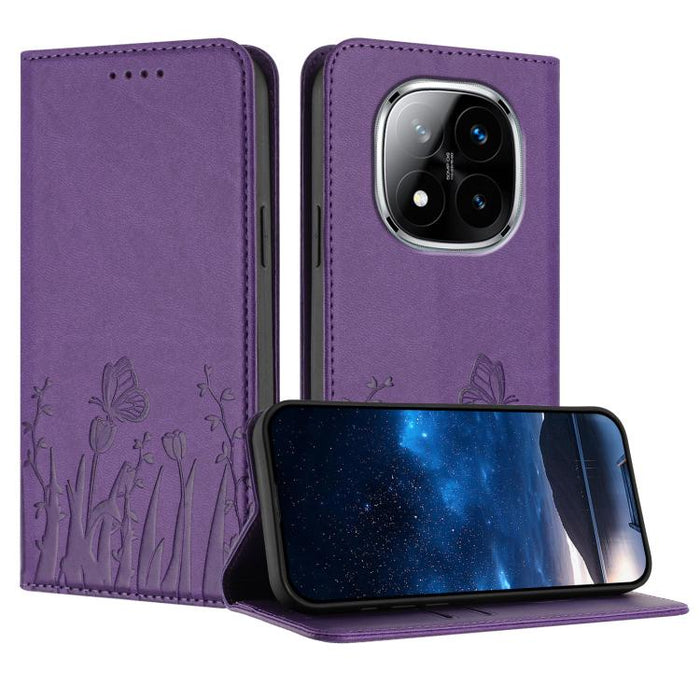 Funda magnética para teléfono de piel vegana con estampado de tulipanes y mariposas, For Redmi 15 5G Global / 15 4G SEA 169.5mm, For Redmi 15 5G / 4G EU 171mm, For Redmi 15C 5G / 4G Global 171mm / Poco C85 4G, For Redmi A5 4G 173.3mm                   ...